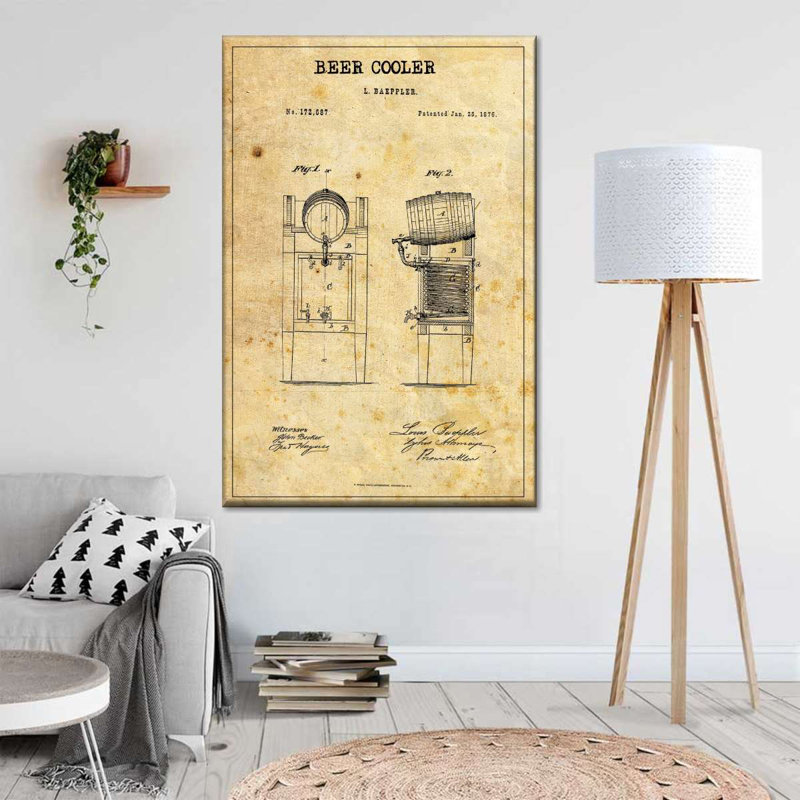 «Beer Cooler», brevet sur toile, H 48 po x l 32 po x P 1,25 po