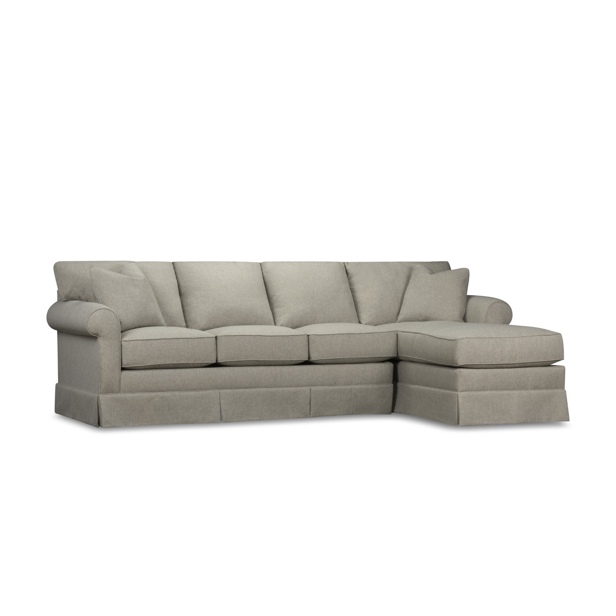Friedman Upholstered Chaise Sectional, Drusky Linen Sustain® Basketweave, Right Hand Facing