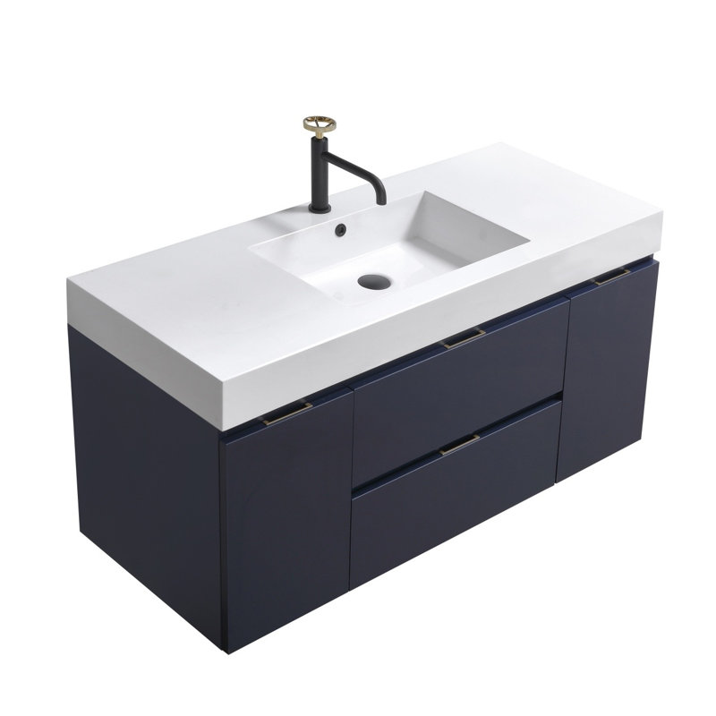 Ensemble de meuble-lavabo mural simple 47 "Parsonage, Bleu