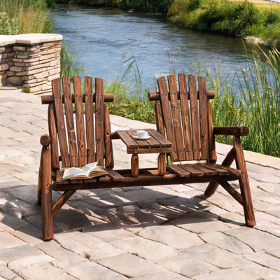 Banc de 32,8 x 61,5 x 37,5 po, combinant porche ou jardin, poids du produit de 20,8 kg et carbonisé