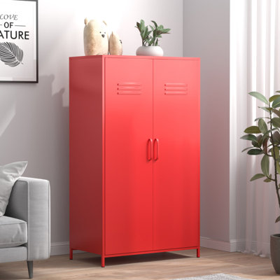 51" Metal Bedroom Armoire Wardrobe Storage Closet for Hanging Clothes for Home Office Gym and School