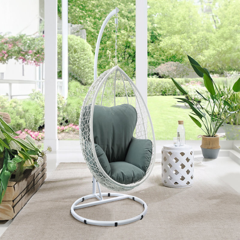 Fauteuil à œufs Schœbeck avec support, Vert, Blanc