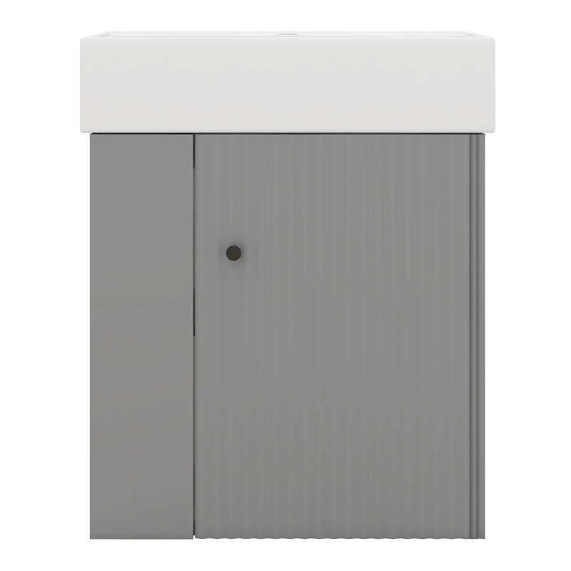 Ensemble de meuble-lavabo mural 21,6 po, petit meuble-lavabo avec lavabo en céramique, rangement à gauche
