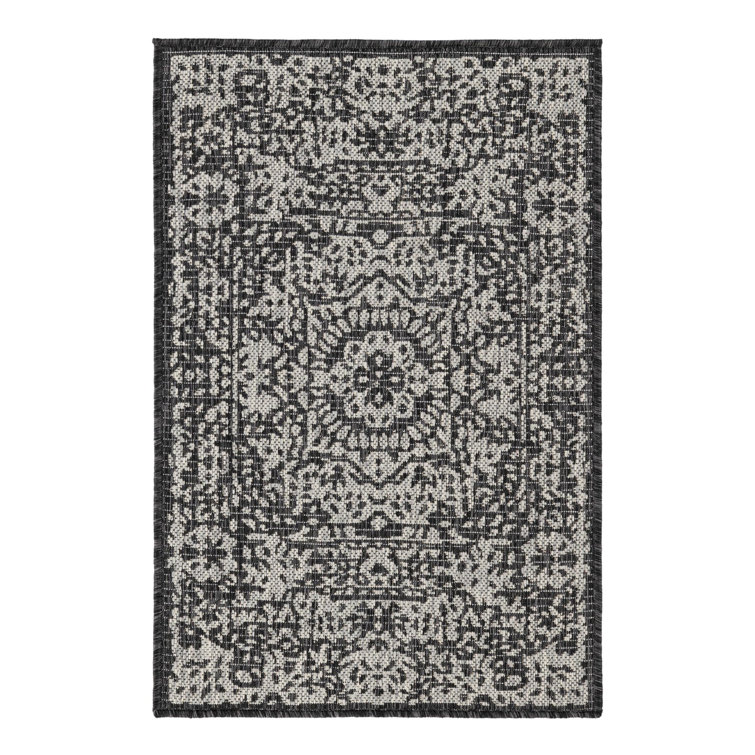 Cowart Oriental Charcoal Gray Indoor/Outdoor Area Rug