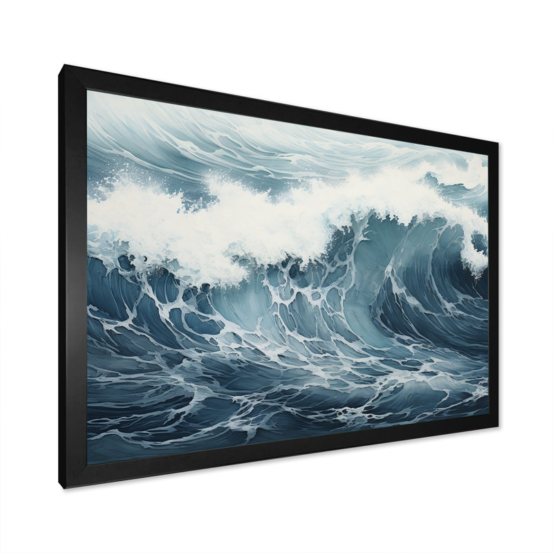 Minimalisme océan tempête I sur toile, Cadre simple noir, H 12 po x l 20 po x P 1 po