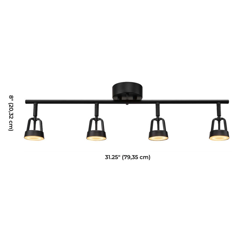 Beker 31.25'' 4 -Light Fixed Track Track Kit with Dimmable and Adjustable Head, Black, Black