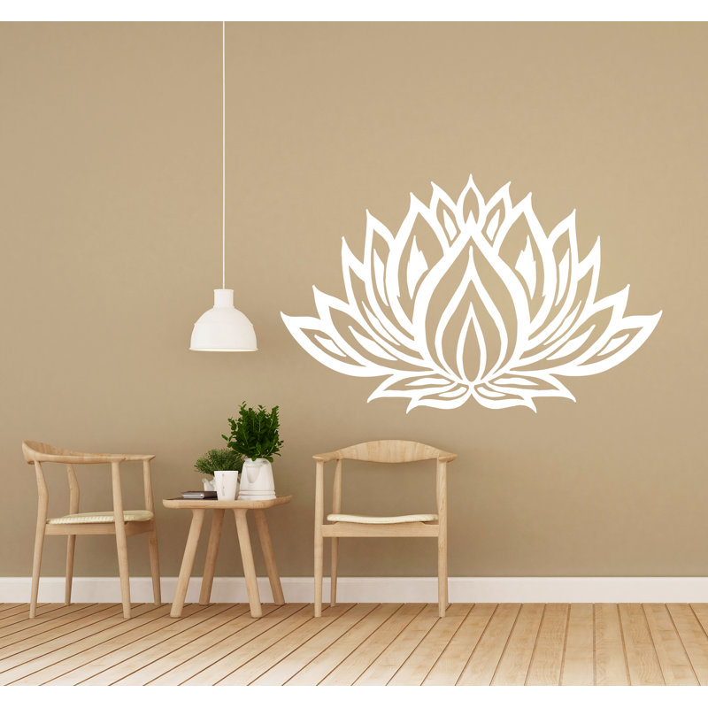 Autocollants muraux de lotus, H 15 po x l 24 po, Blanc
