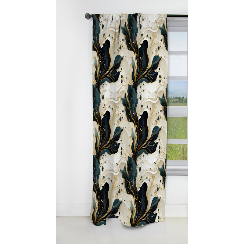Liquid Ink Marble Pattern - Abstract Marble Curtain - Blackout Marble Curtain - 1 Panels, 52" W x 120" L