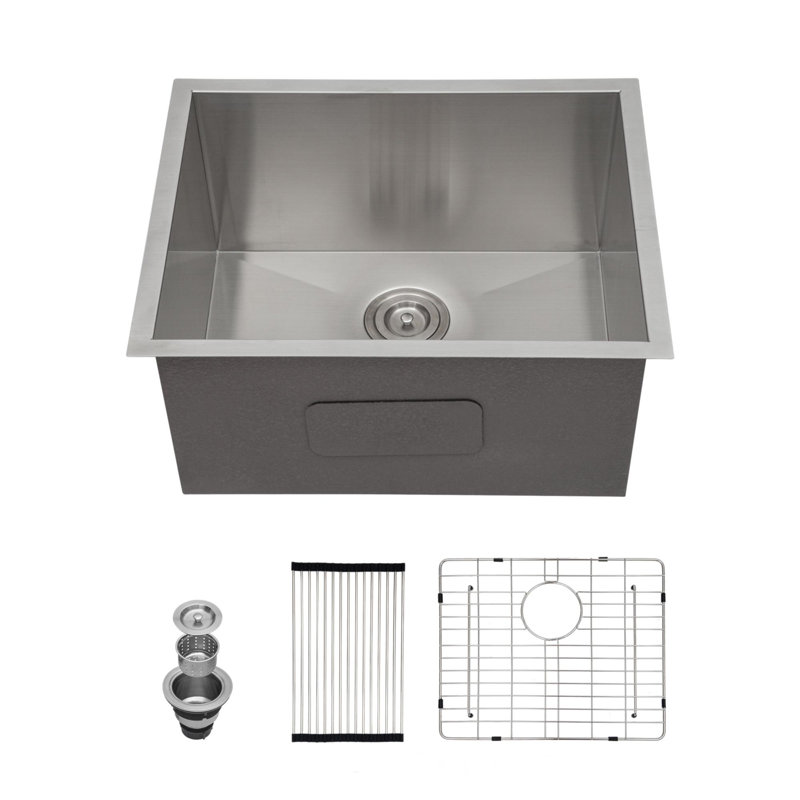 Évier à lessive 21 po - Évier à lessive encastré à cuve simple profonde en acier inoxydable de calibre 16 21 po x 18 po x 12 po