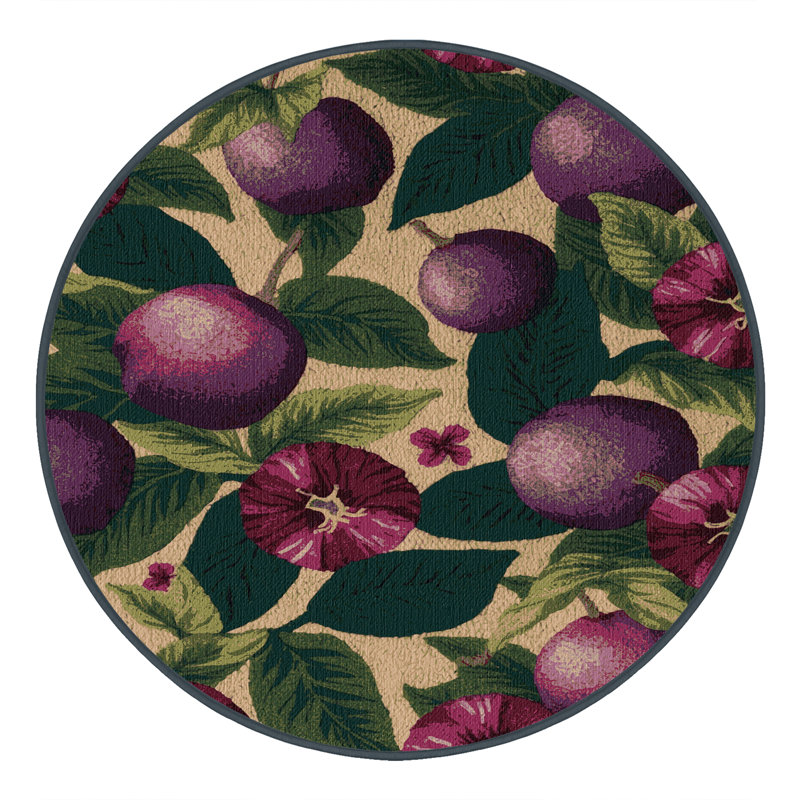 Washable Passion Fruit Hawaiian Area Rug, Round 8'