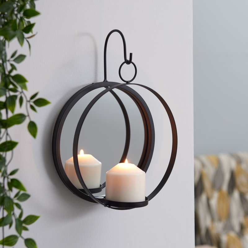 Applique ronde à bougie avec miroir