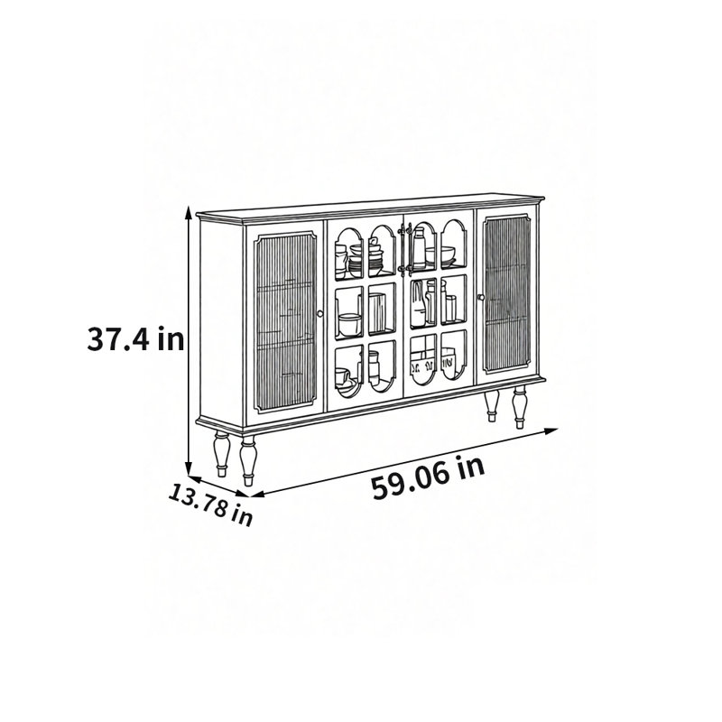 Buffet de style américain avec rangement rétro, Crème