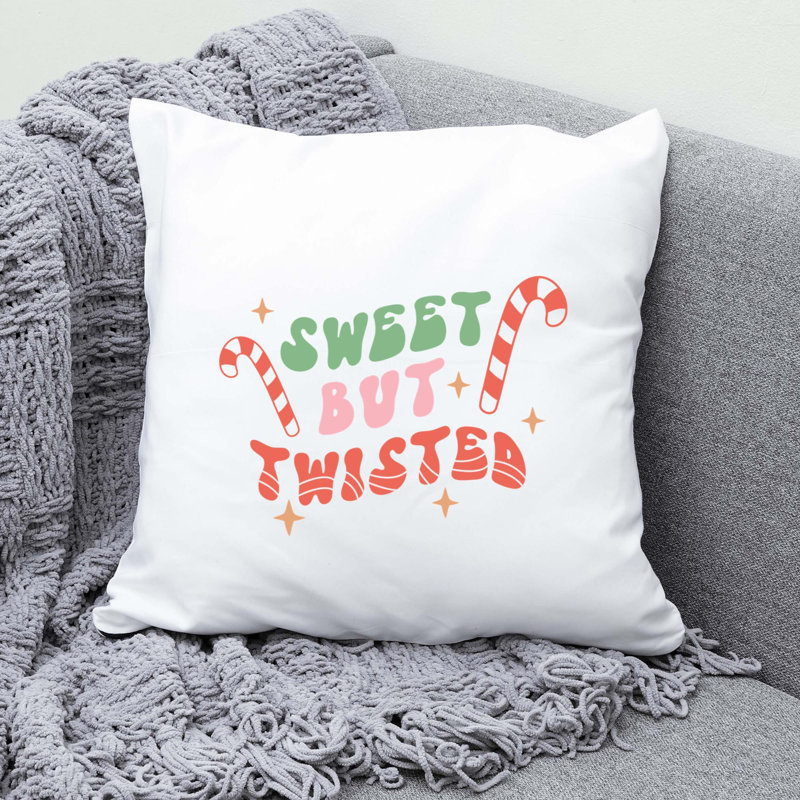 ChristmasCuteQuotes-13 Reversible Throw Pillow, 16" x 16"