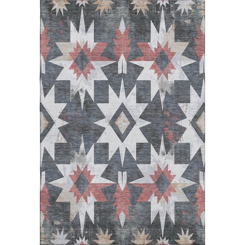 Premium Machine Washable Farolt AMF1893 Aztec Rug, Rectangle 9' x 12'