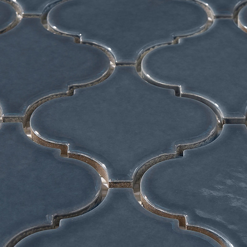 3.3" x 3.4" Porcelain Arabesque Mosaic Floor Use Tile, Blue