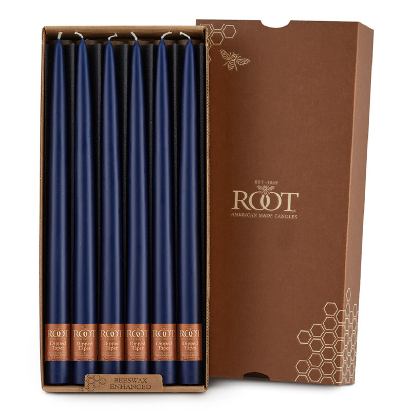 12 Piece Unscented Taper Candle Set, 12" H x 0.88" W x 0.88" D, Abyss