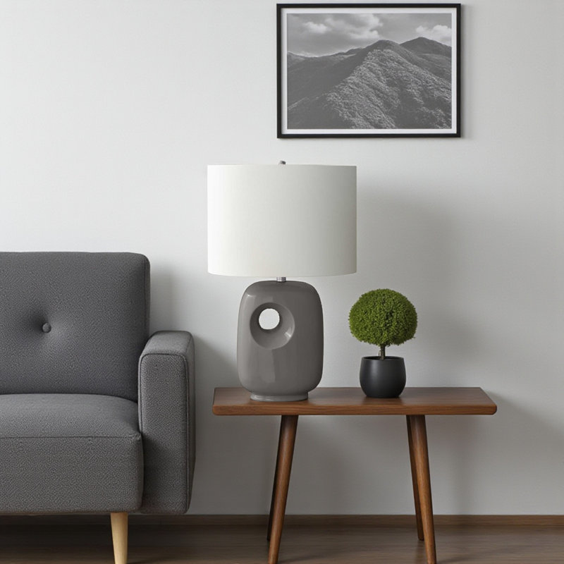 Diantha Standard Ceramic Table Lamp in Dark Gray, 25.59'' H X 15.84'' W X 10.84'' D