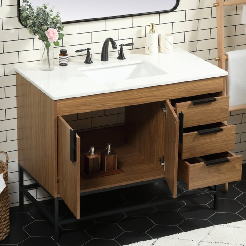 Ensemble de meuble-lavabo simple 42 po Eugene, Noyer brun