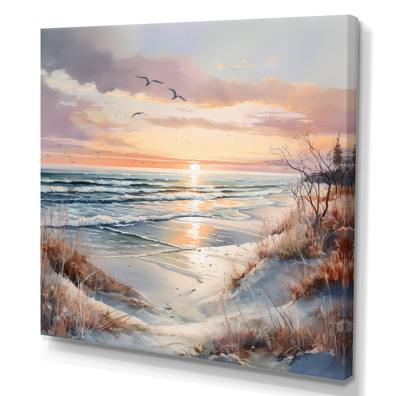 «Beach Sunset Charm In Winter II», reproduction sur toile, Toile tendue, 36" H x 36" W