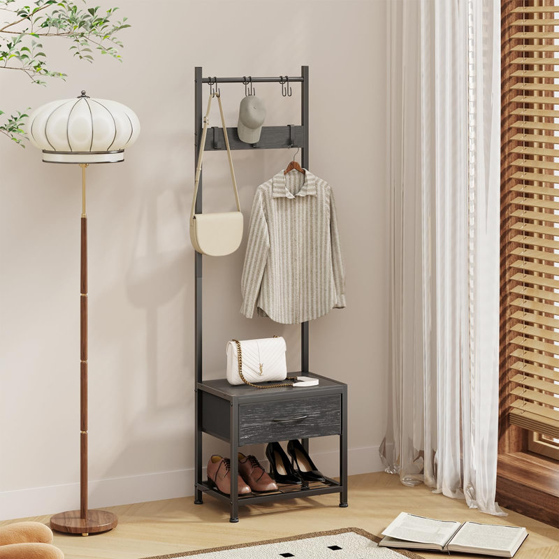 Metal Freestanding 6 - Hook Coat Rack, Black