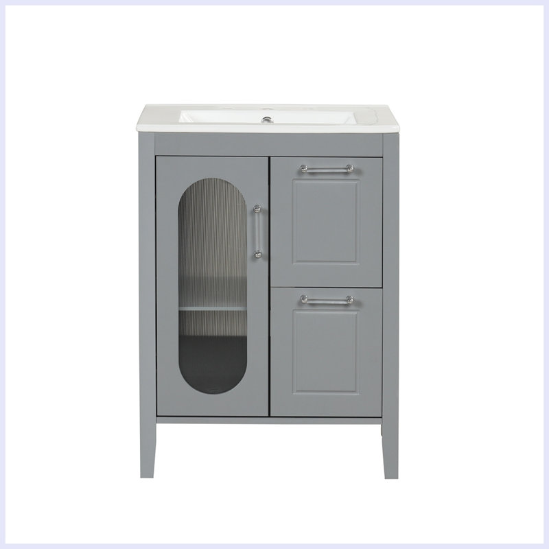 Meuble-lavabo moderne avec lavabo et tiroirs Modern, Gris