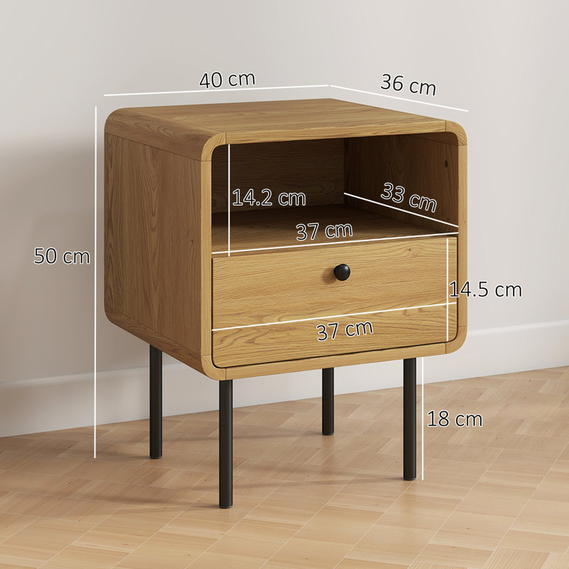 40cm W Steel Bedside Table