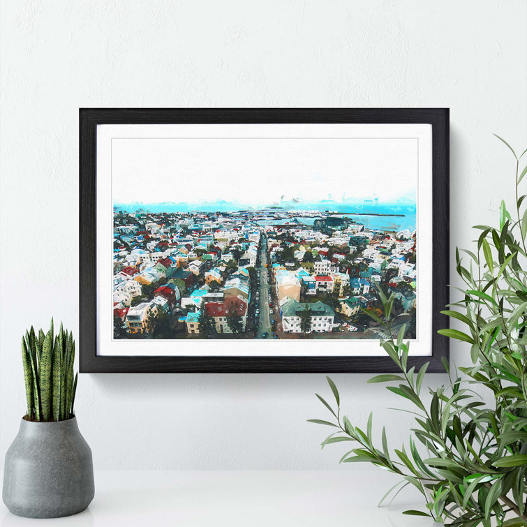 View of Reykjavik in Iceland in Abstract - Picture Frame Graphic Art Print