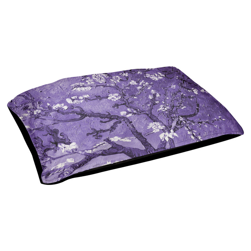 Coussin de concepteur de fleurs d’amande Burk, L 42 po x l 52 po, Mauve / Noir