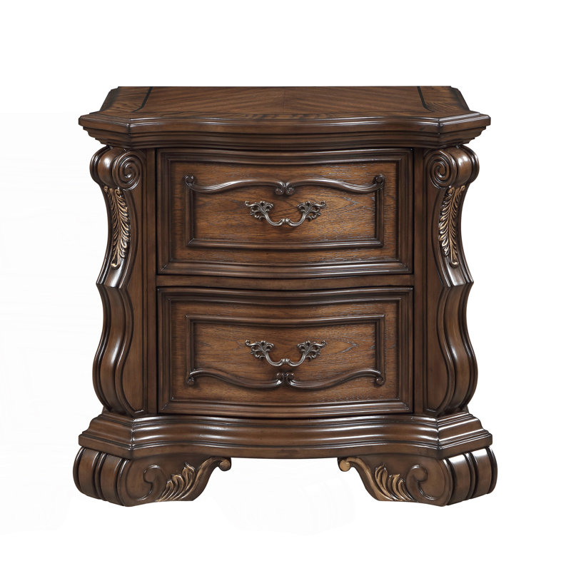 Formal Traditional Nightstand With 2 Drawers