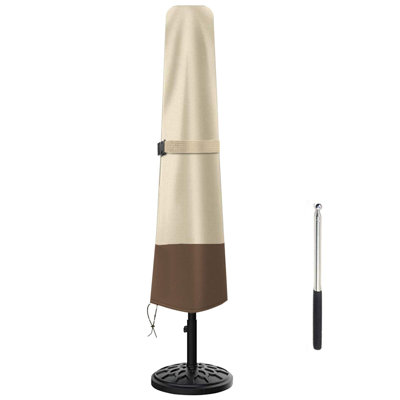 Patio Umbrella Cover - Heavy Duty 600D Oxford, Waterproof, Fits 7Ft To 10Ft Umbrellas, Outdoor Garden Parasol Cover With Push Rod, Beige & Brown by Latitude Run