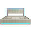 Storage Bed With 4 Drawers, USB Ports & LED Lights, Linen Upholstered Wingback Bed Frame, Grey & Beige-2147032497-2144577762