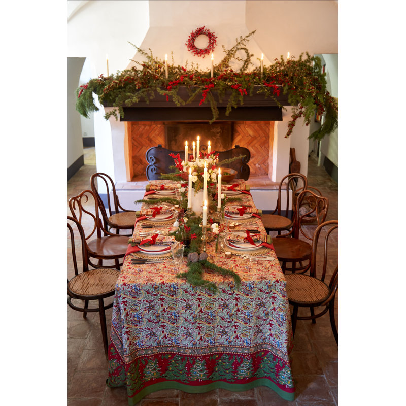 Noel Handmade Floral Tablecloth, 106" x 71"