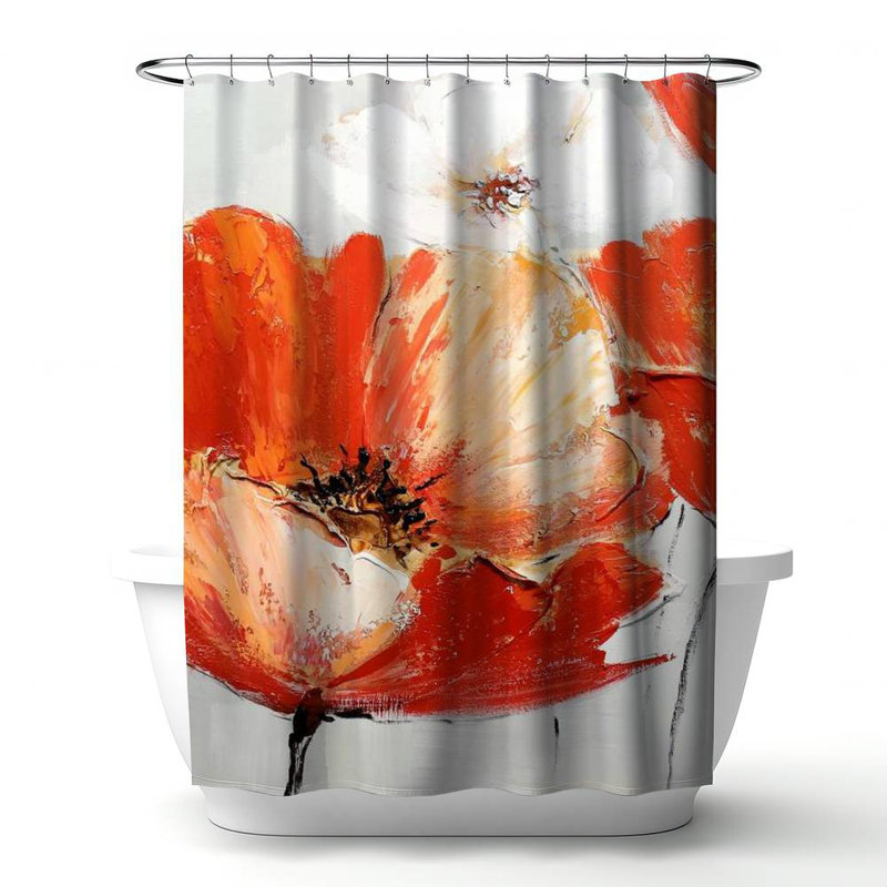 Floral – Polyester Shower Curtain, Dye Sublimation Print, 71" W × 74" L