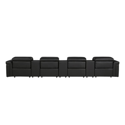 7-Piece 4-Power Reclining Italian Leather Sofa With Power Headrest