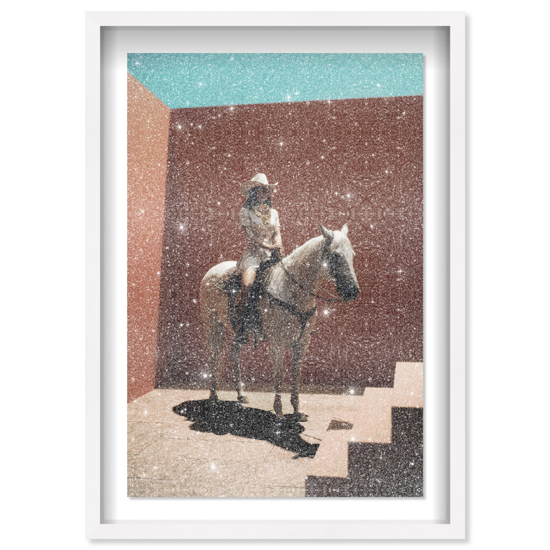 Cowgirl Surreal II Shadowbox Animals Print by Oliver Gal, Black Frame, 10 x 15, 11.5"H x 16.5"W, White Shadowbox