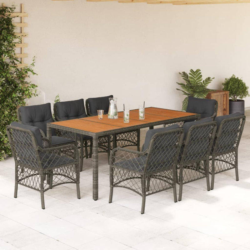  Ensemble de salle à manger de jardin gris