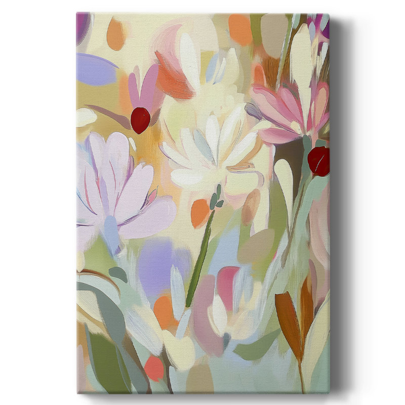 Floral sur toile tendue avec châssis CCLIV - prêt à être accroché, H 48 po x l 32 po