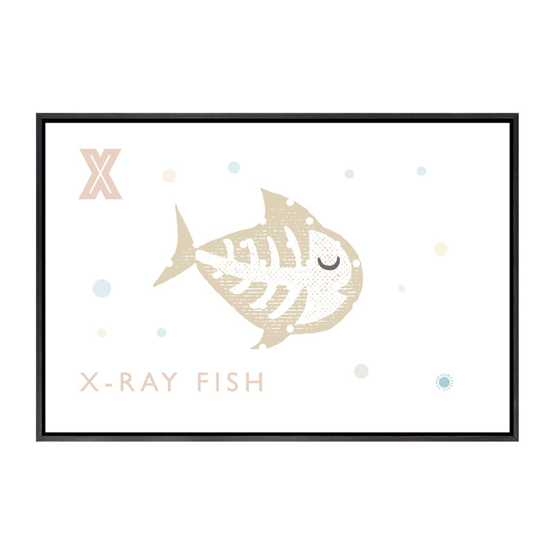 Xray Fish - imprimé, Pas de tapis, Toile avec cadre noir patiné, H 18 po x l 26 po x P 1,5 po