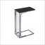 Space-Saving C-Shaped Coffee Table with Black Laminate Top &amp; Grey Metal Base for Living Room/Bedroom