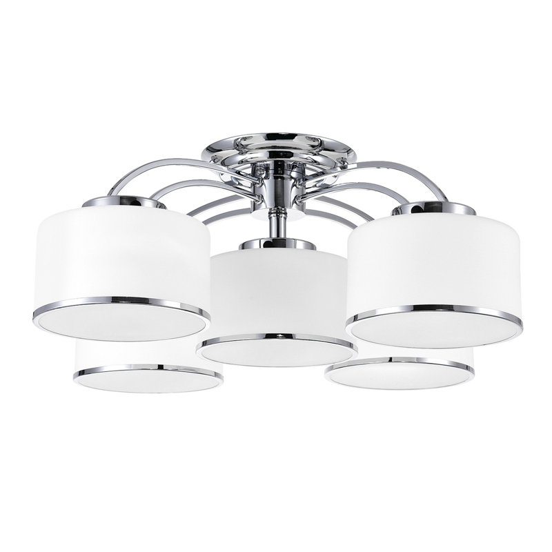 Aiana 30" Chrome Flush Mount Ceiling Light for Bedroom, Hallway, or Entryway – 5-Light Fixture with E26 Bulb Base, Modern Glass Shade Design