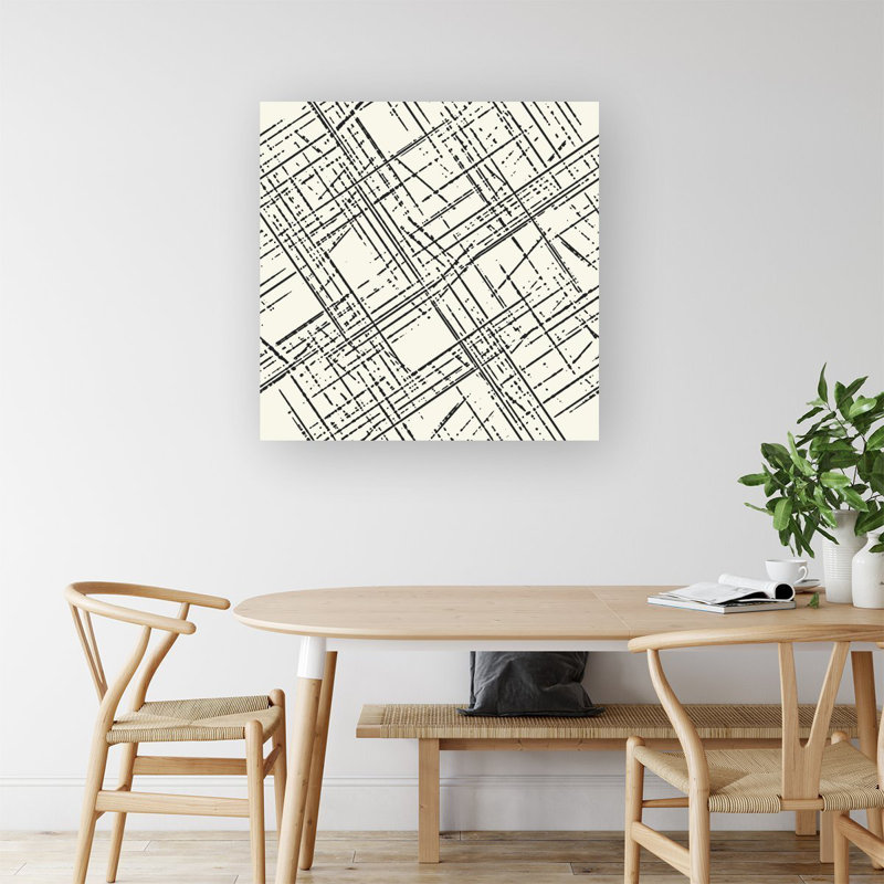 Monochrome Distressted Pattern - Wrapped Canvas Print, 16cm H x 16cm W x 3.8cm D