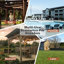 13' X 6.5' Wooden Pergola Grill Gazebo With Metal Roof & Bulbs & Bar Counters