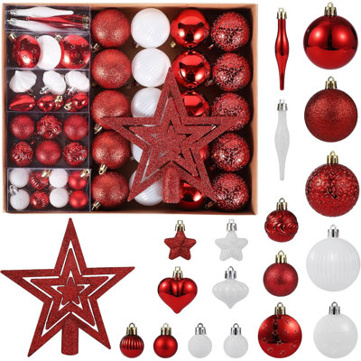 Lot de 72 boules de Noël incassables de qualité supérieure, couleurs assorties champagne foncé et blanc.