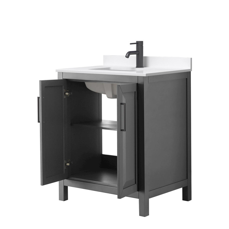 Daria 30'' W Vanity, Matte Black, Gray, Giotto Quartz