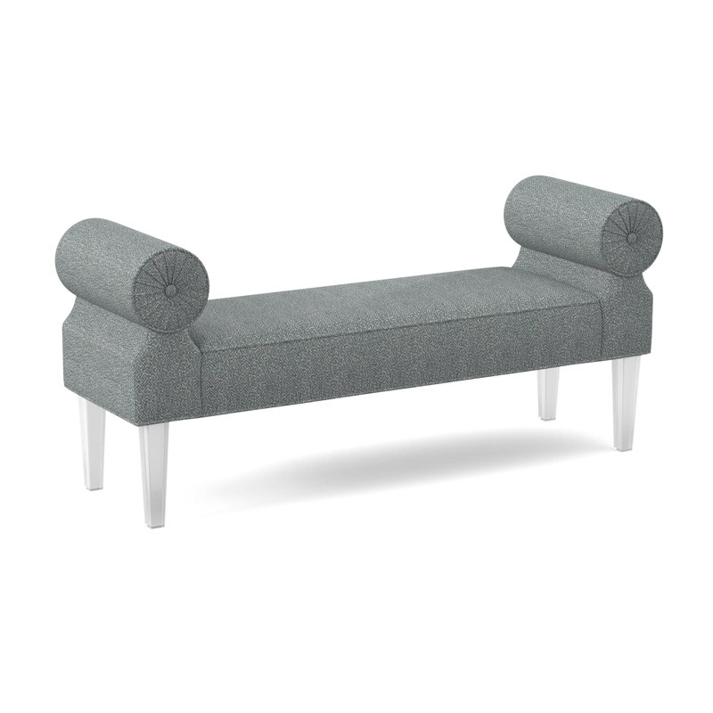 Ava Polyester Blend and Acrylic Upholstered Bench, Maya Cyan Polyester Blend