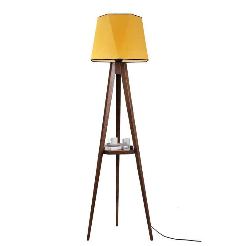 Burkburnett 165cm Tripod Floor Lamp, Mustard, Light Brown