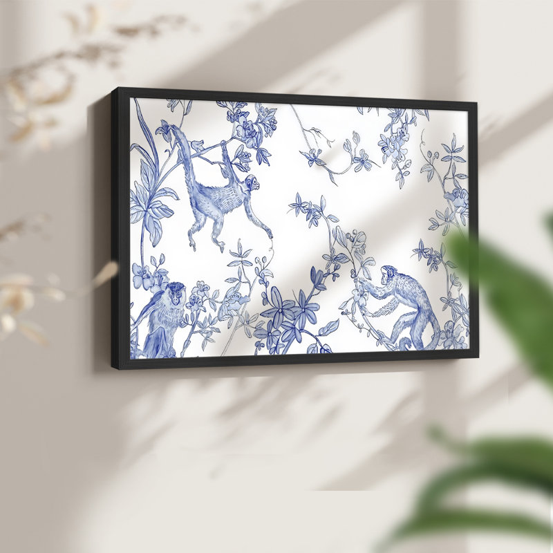«Blue Monkey Land Toile II», reproduction encadrée, H 8 po x l 10 po, Noir, noir, noir, noir