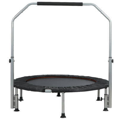 Mini Trampoline, Foldable Fitness Rebounder Large Bounce Area for Adults Indoor Body Exercise Workout with armrests