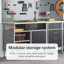  Storage Bench 2 Pcs Grey 100 X 1 X 60 Cm Powder-Coated Steel