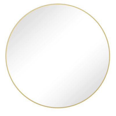 39 Inch Metal Framed Gold Living Room Mirror - Round Wall Mounted Dressing For Bathroom & Bedroom